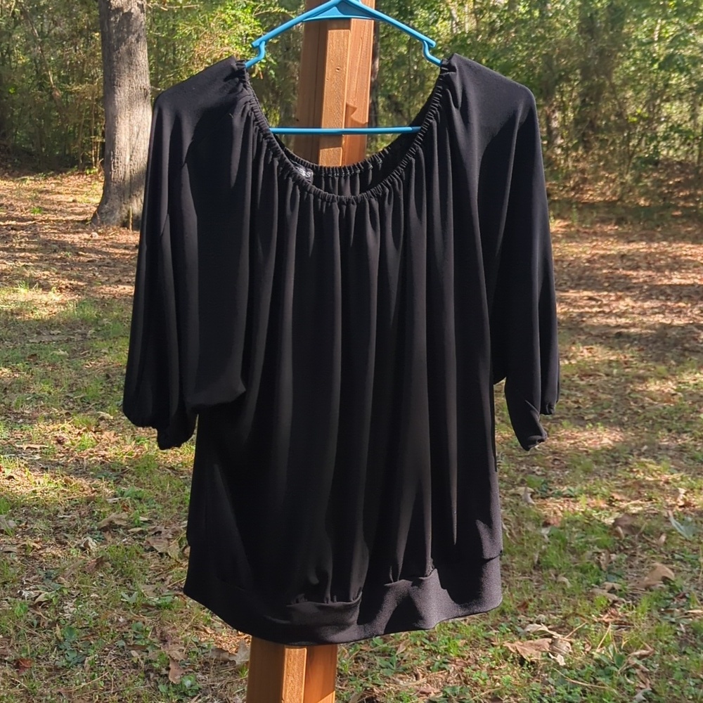 Express Black Off-Shoulder Peasant Blouse